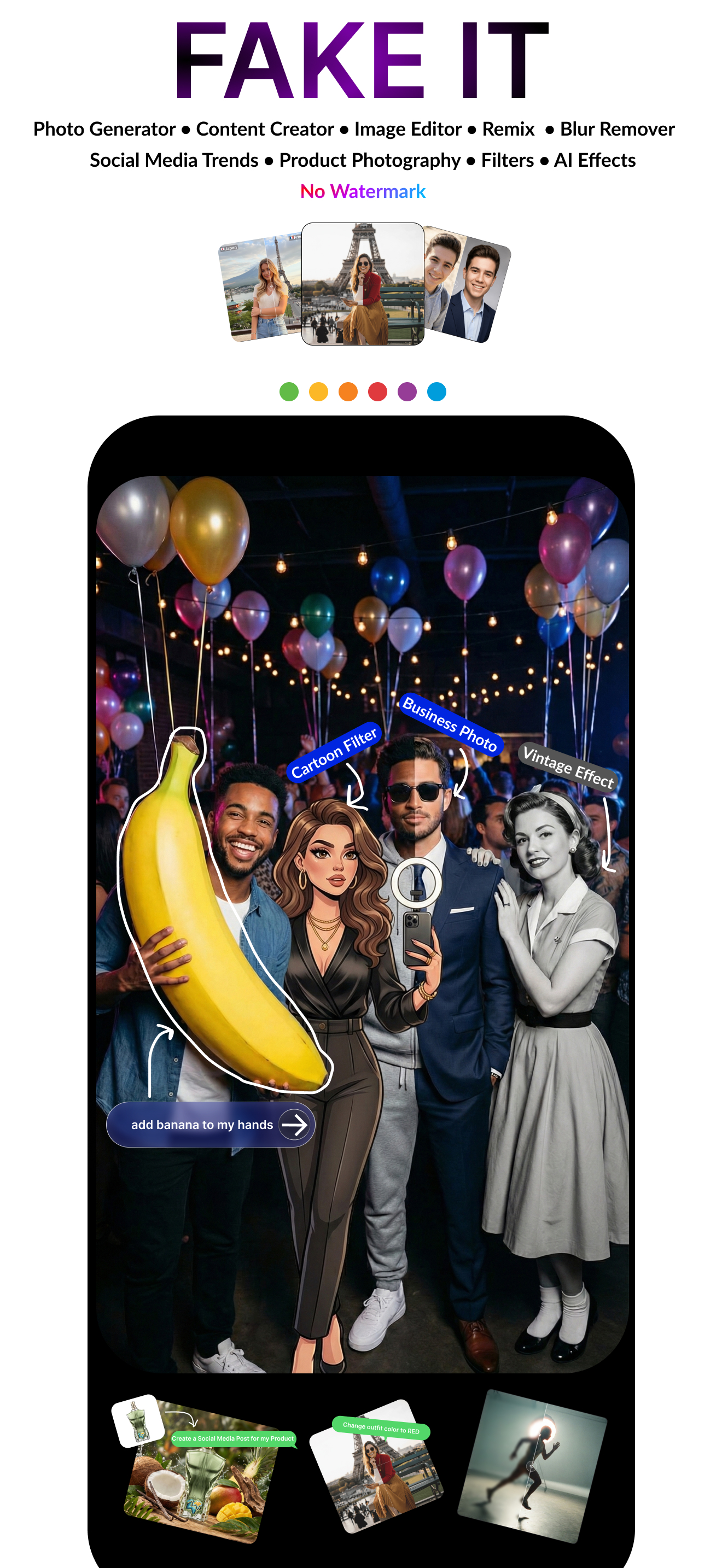 Fake It - AI Photo Generator App Interface